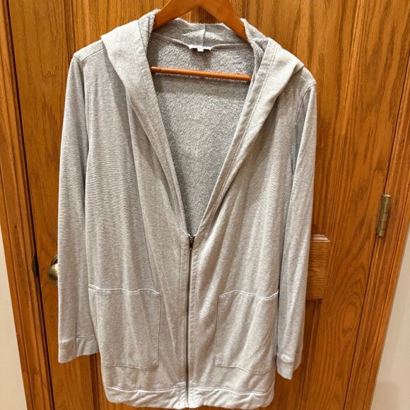 Splendid Zip Up Hooded Sweatshirt in Light Grey in Large - Picture 1 of 4
